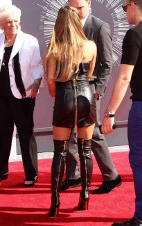 Ariana Grande - Leather Mini Dress & High Boots
