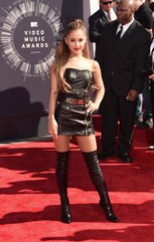 Ariana Grande - Leather Mini Dress & High Boots