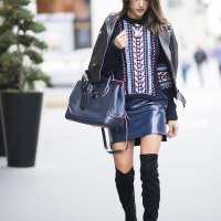 Alessandra Ambrosio - Leather Jacket & Mini Skirt